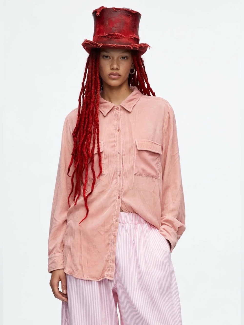 Roamans flowy drapey velour shirt